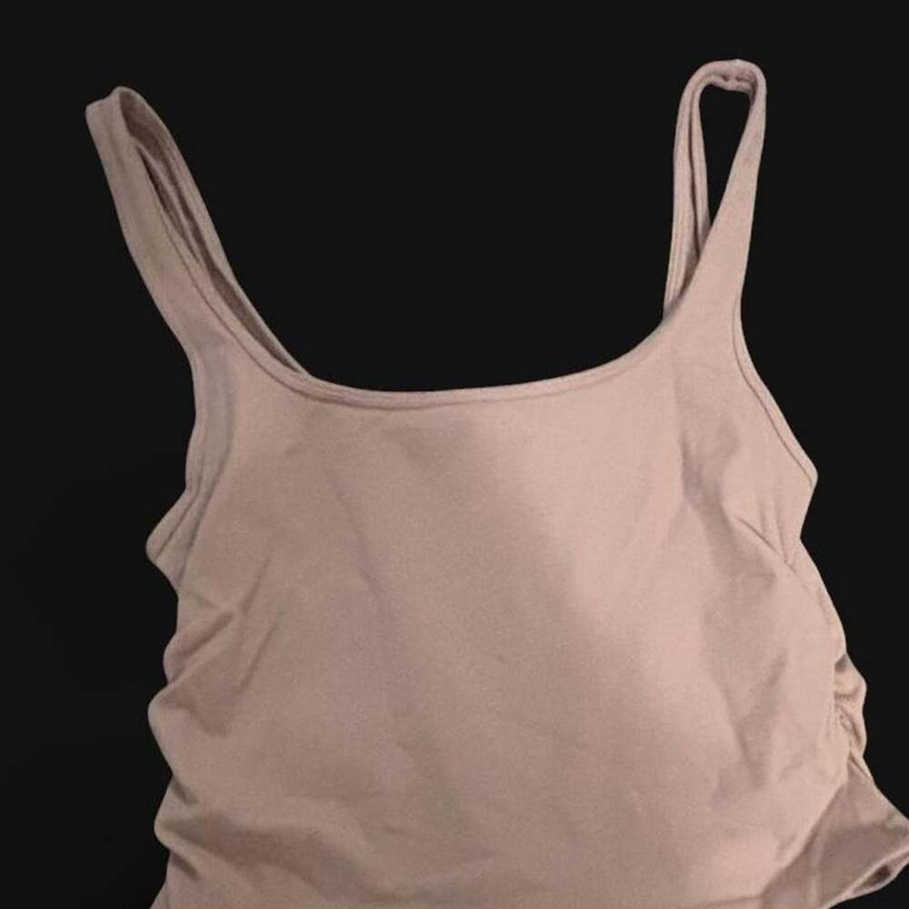 OQQ Square Neck Crop Tank Top Size XL Pink Athletic